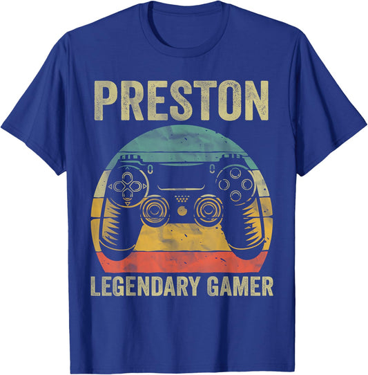 Personalized Legendary Gamer Shirt Preston Name Video Gamer T-Shirt - T-Shirt | Royal