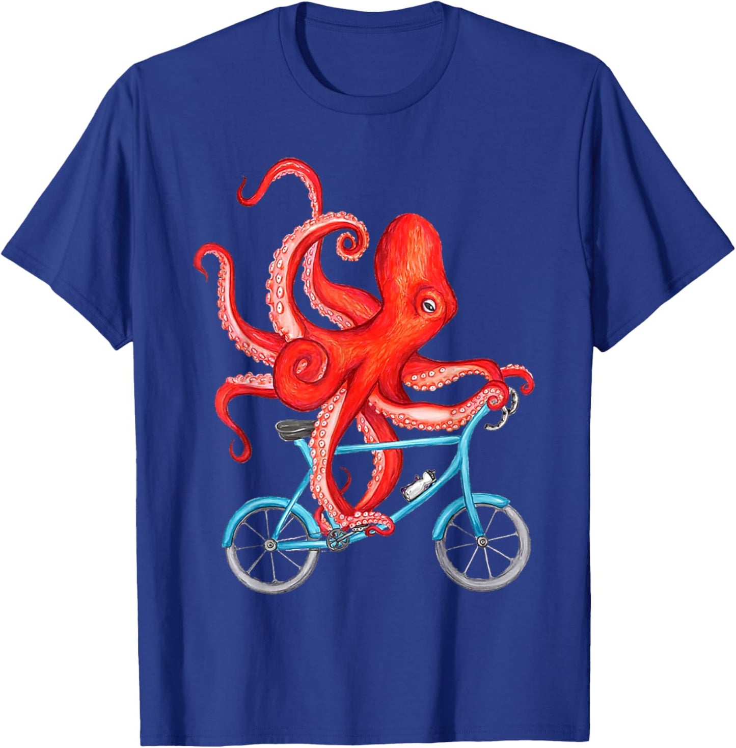 Octopus Bicycle Bike Cycling Beach Ocean Sea Octopus Lover T-Shirt - T-Shirt | Royal