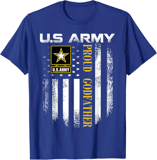 Vintage U.S. Army Proud Godfather With American Flag Gift T-Shirt - T-Shirt | Royal