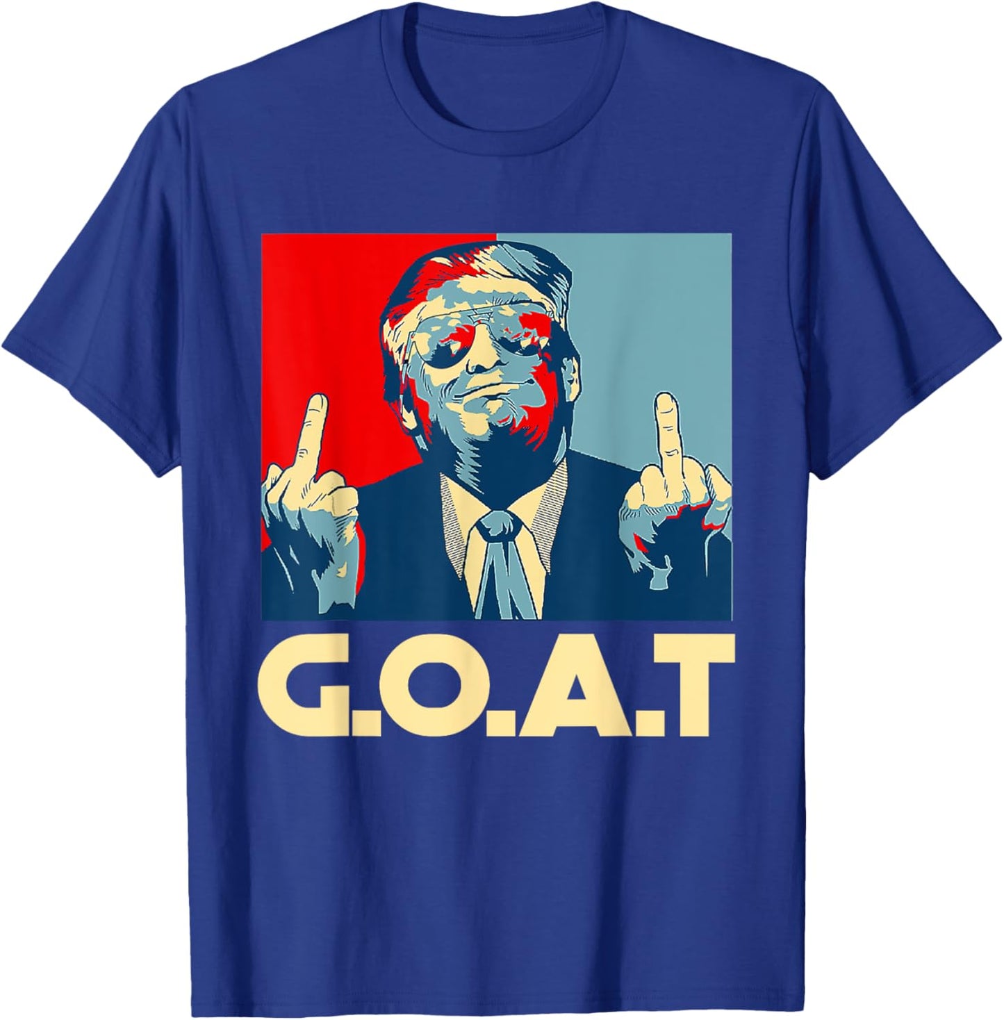 Trump GOAT 45th President Middle Finger Election Republican T-Shirt - T-Shirt | Royal