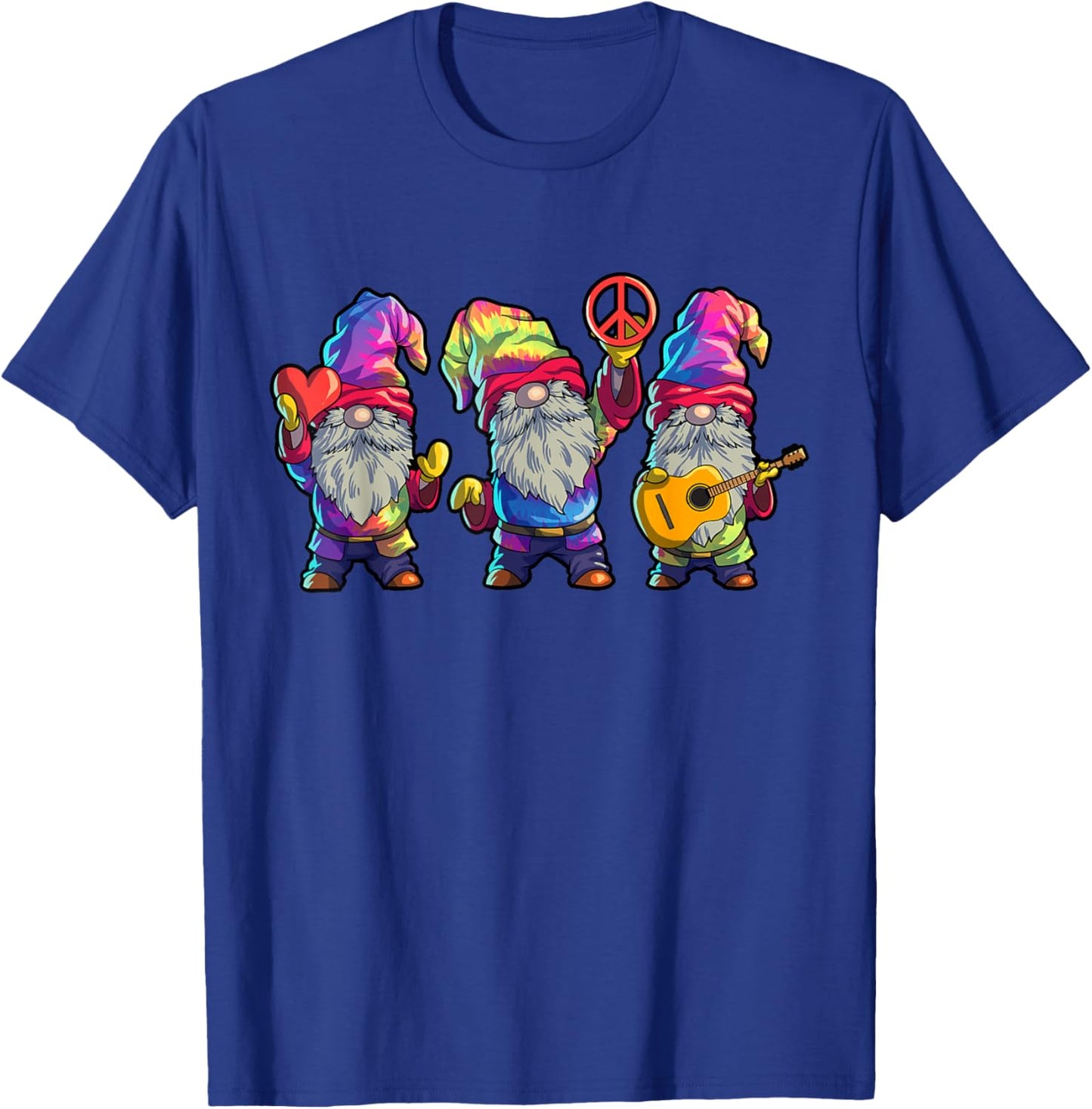 Hippie Gnomes Shirt Men Women Tie Dye Graphic Peace Gnomes T-Shirt - T-Shirt | Royal