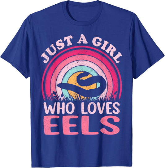 Eel Fish Vintage Retro Just A Girl Who Loves Eels T-Shirt - T-Shirt | Royal