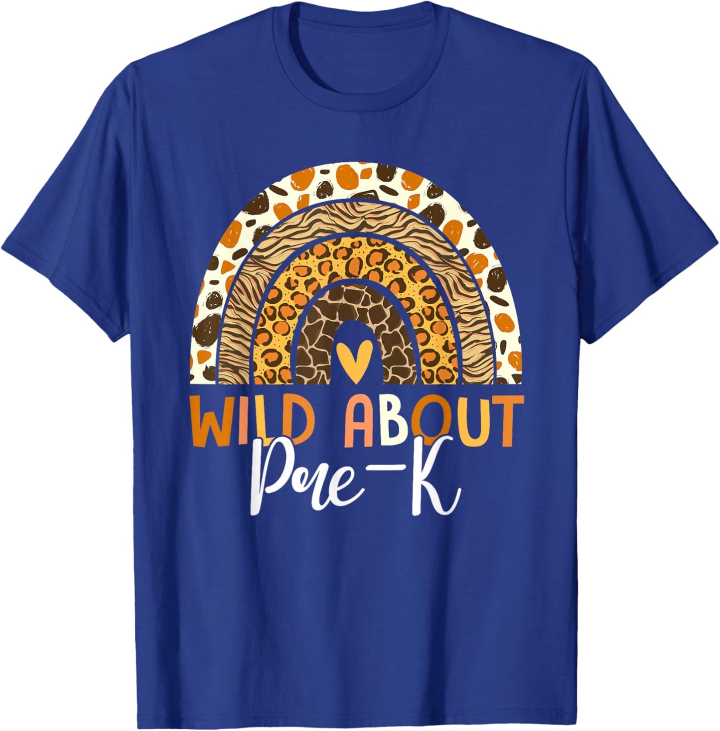 Wild About Pre-K Teacher Back To School Leopard Rainbow T-Shirt - T-Shirt | Royal
