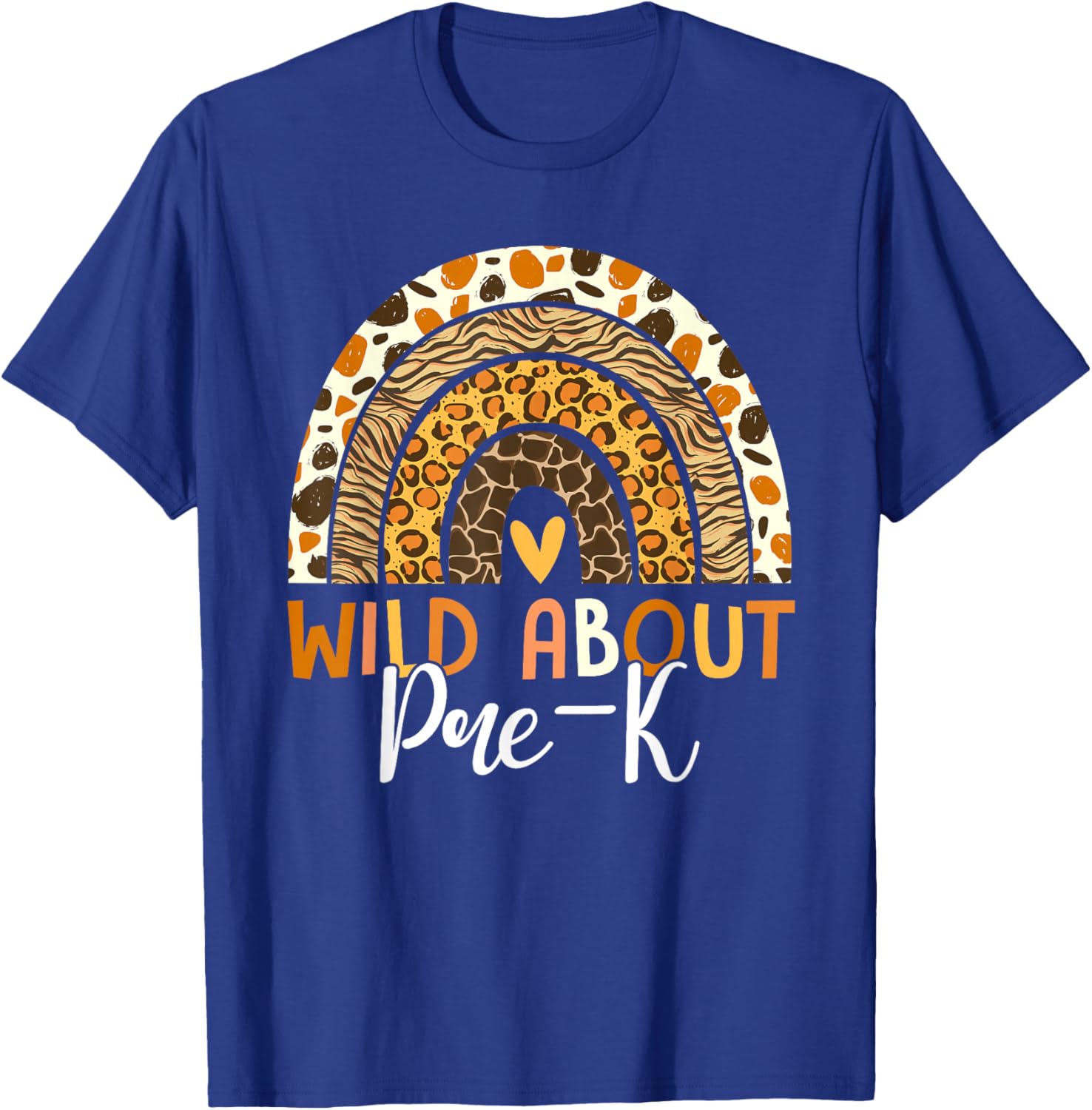 Wild About Pre-K Teacher Back To School Leopard Rainbow T-Shirt - T-Shirt | Royal