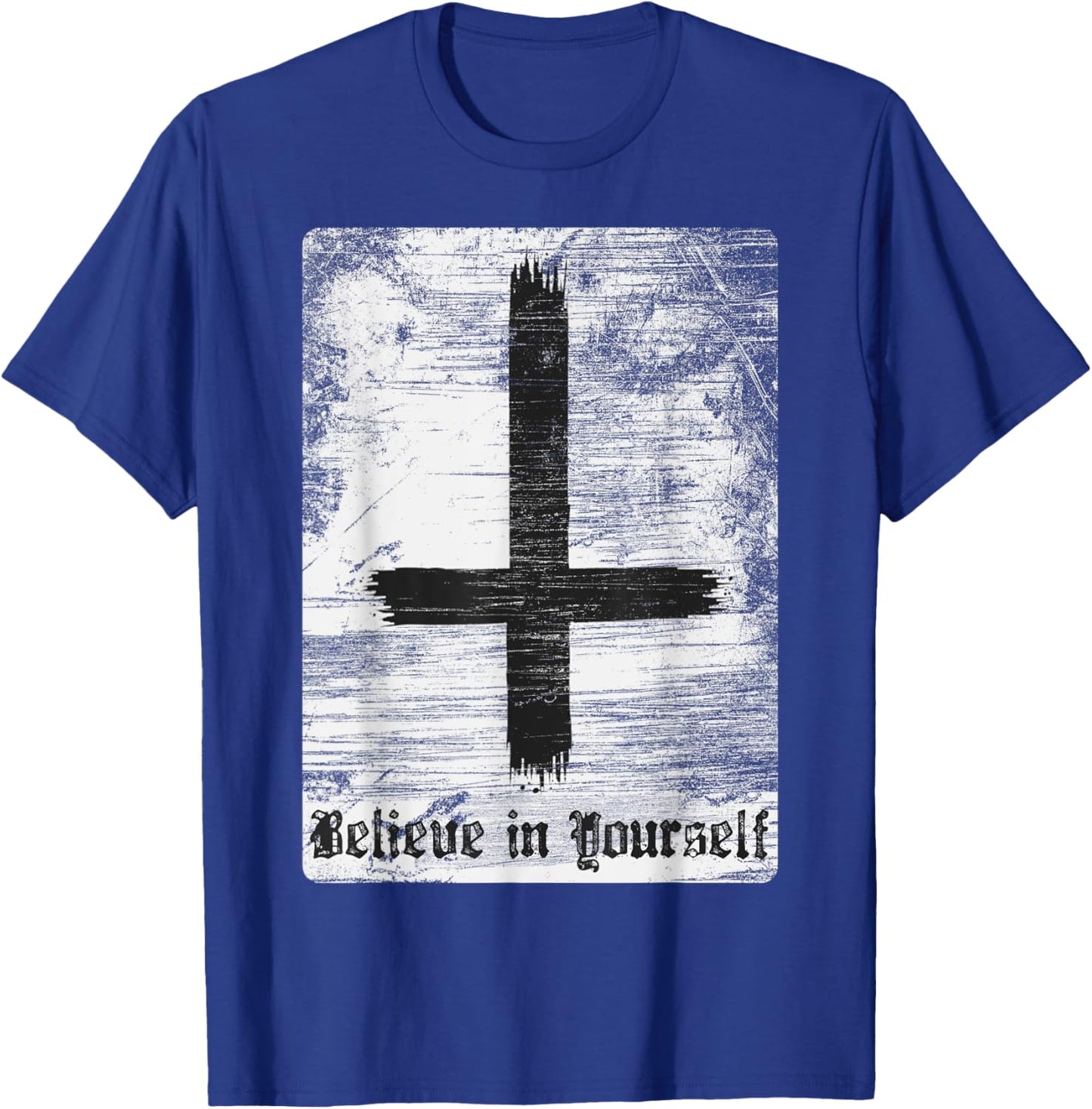 Inverted Cross Atheist Believe in yourself Anti Religion T-Shirt - T-Shirt | Royal