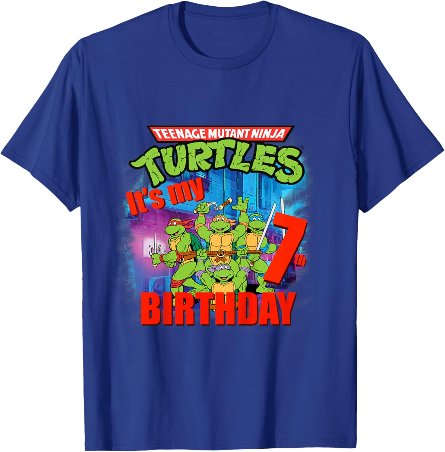 Mademark x Teenage Mutant Ninja Turtles - Original Teenage Mutant Ninja Turtles 7th Birthday T-Shirt - T-Shirt | Royal