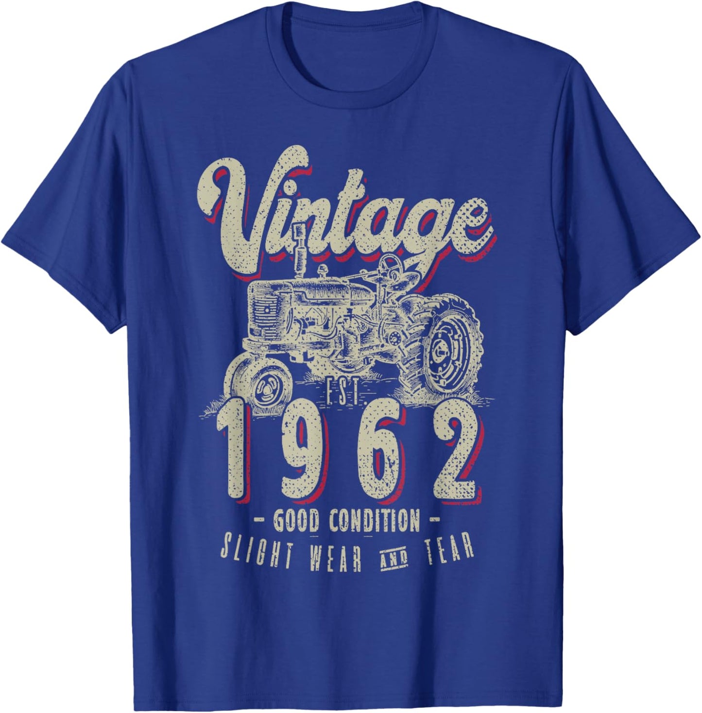 Vintage Tractor Farmer Birthday Born In 1962 & Established T-Shirt - T-Shirt | Royal