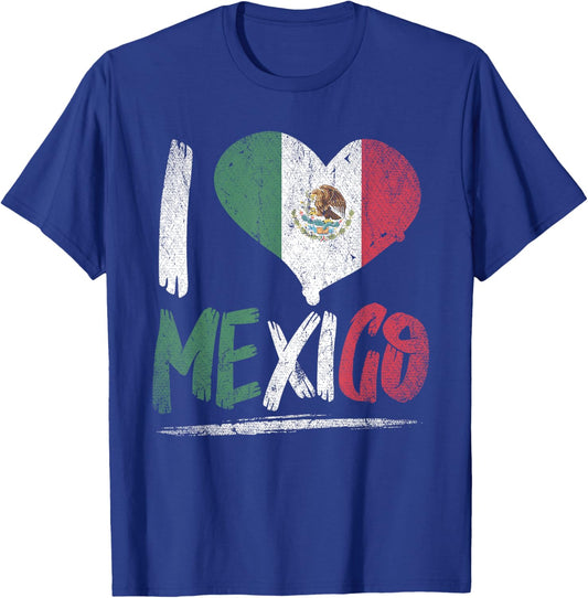 Proud Mexican Heritage Hispanic Culture Heart I Love Mexico T-Shirt - T-Shirt | Royal