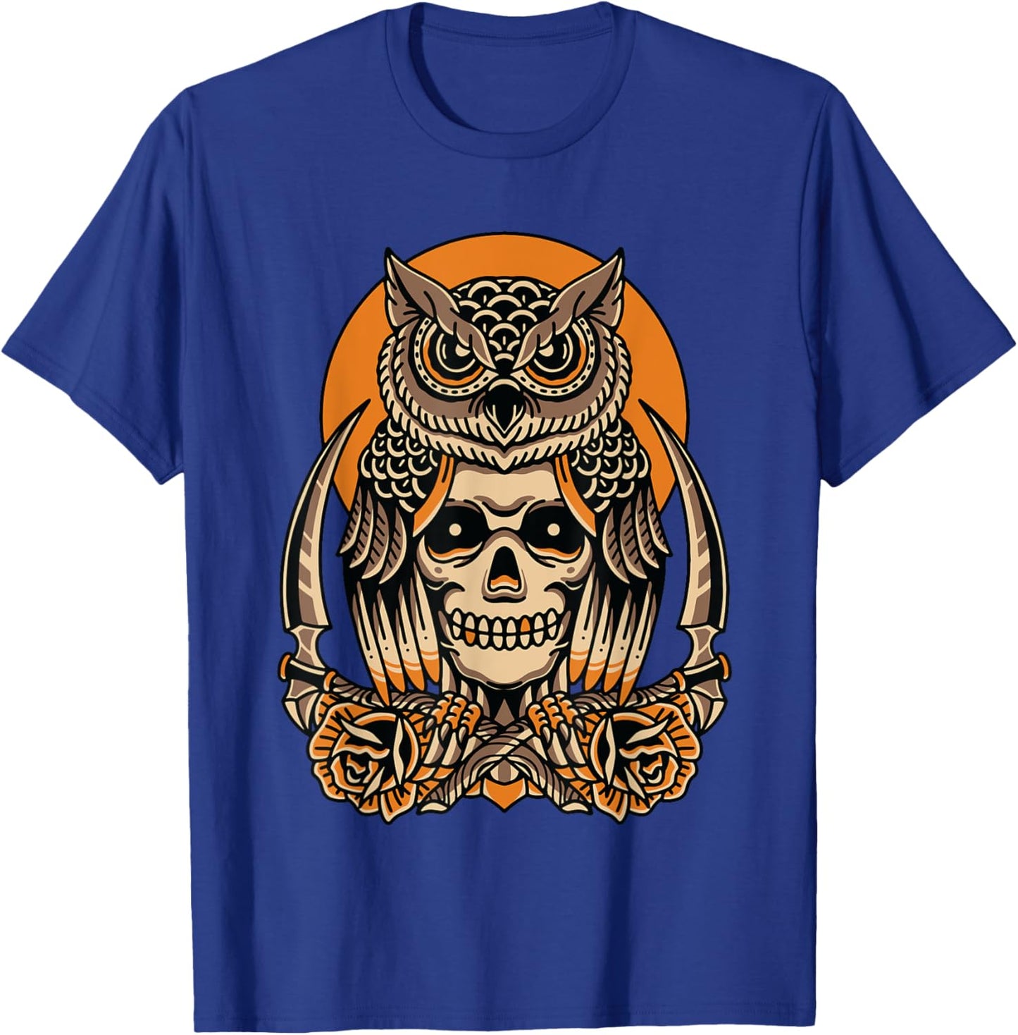 Owl Skull American Traditional Tattoo Old School Flash T-Shirt - T-Shirt | Royal