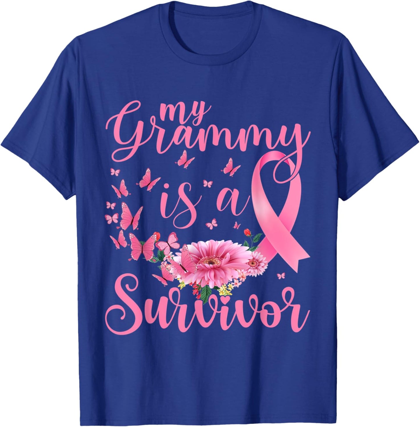 Breast Cancer Awareness Support My Grammy Is A Survivor T-Shirt - T-Shirt | Royal