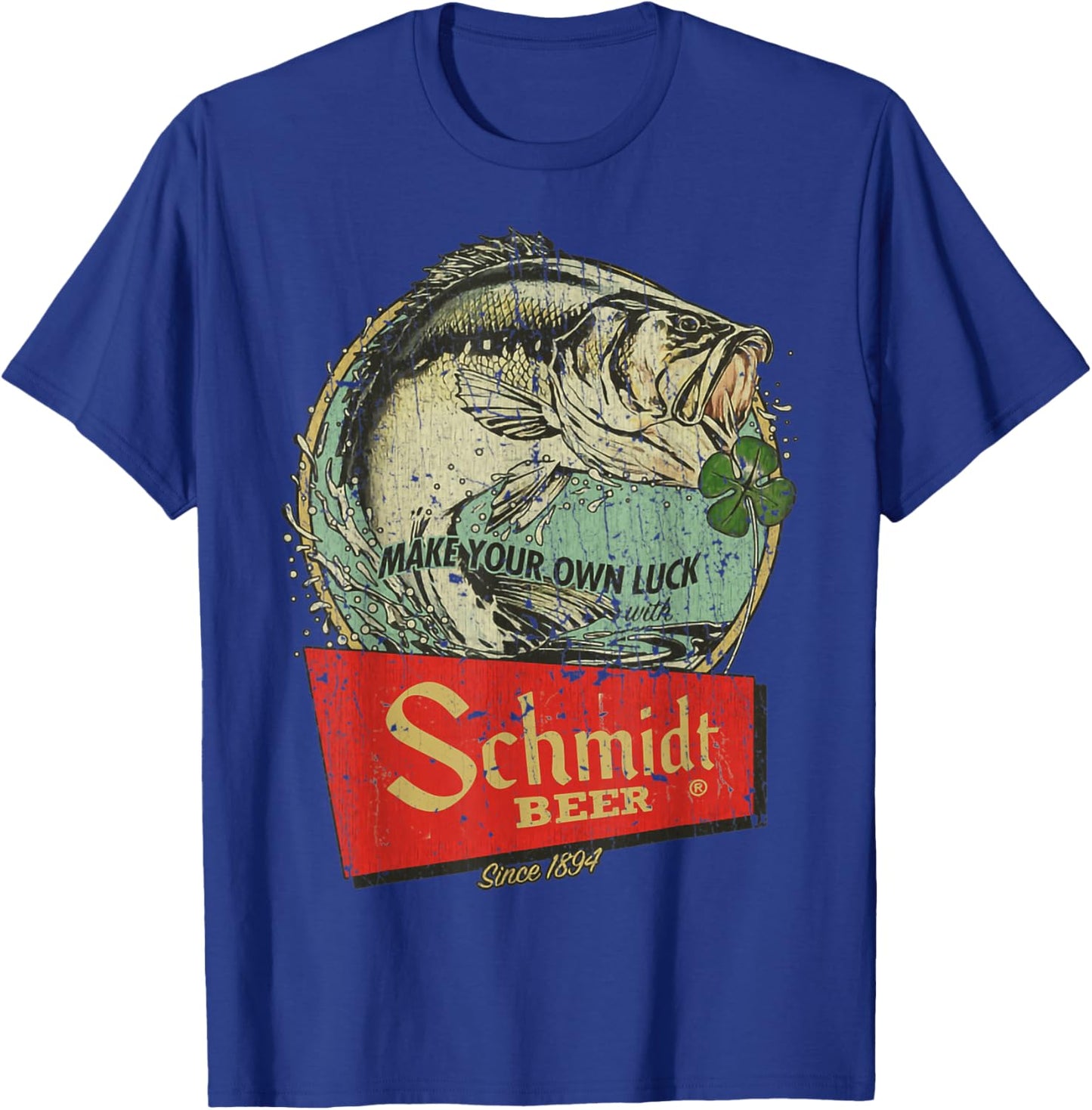 Fishing Schmidt Beer Make Your Own Luck 1894 Vintage T-Shirt - T-Shirt | Royal