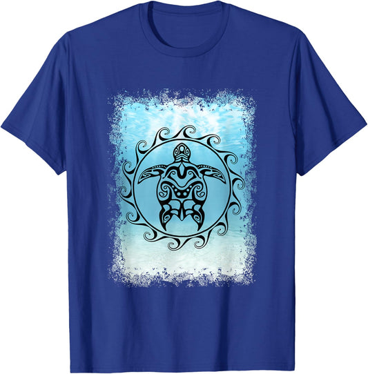 Tribal Sea Turtle Maori Sun Ocean T-Shirt - T-Shirt | Royal