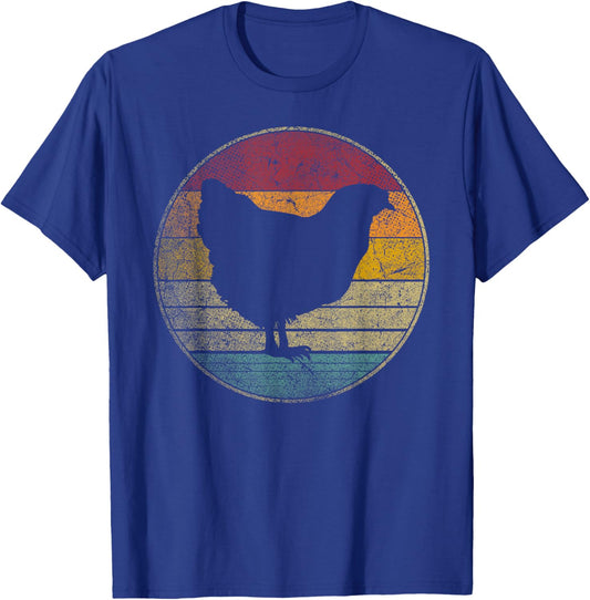 Chicken Hen Bird Farm Vintage Distressed Retro 70s 80s Gift T-Shirt - T-Shirt | Royal