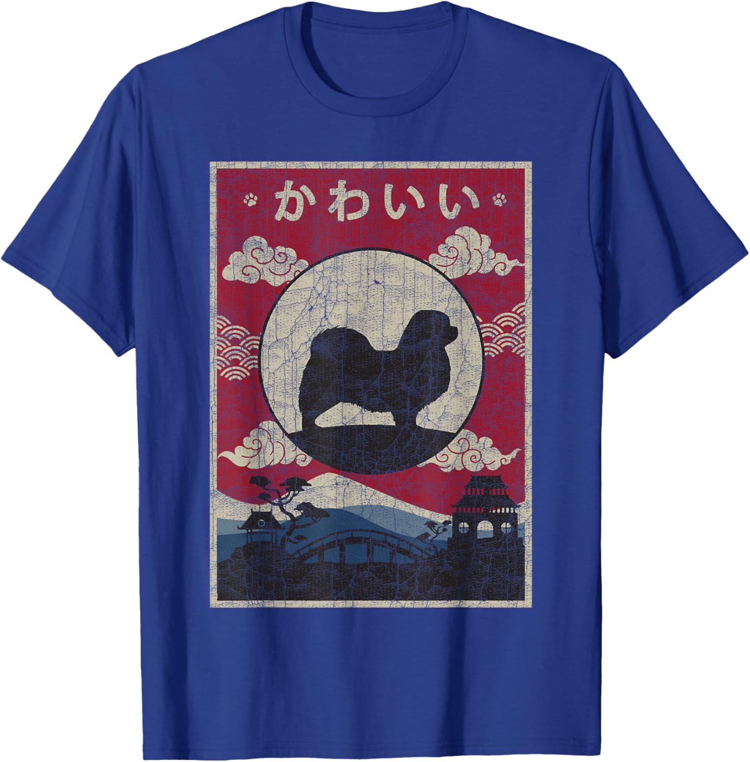 Tibetan Spaniel Japanese Design Kawaii Dog Mom Dad T-Shirt - T-Shirt | Royal