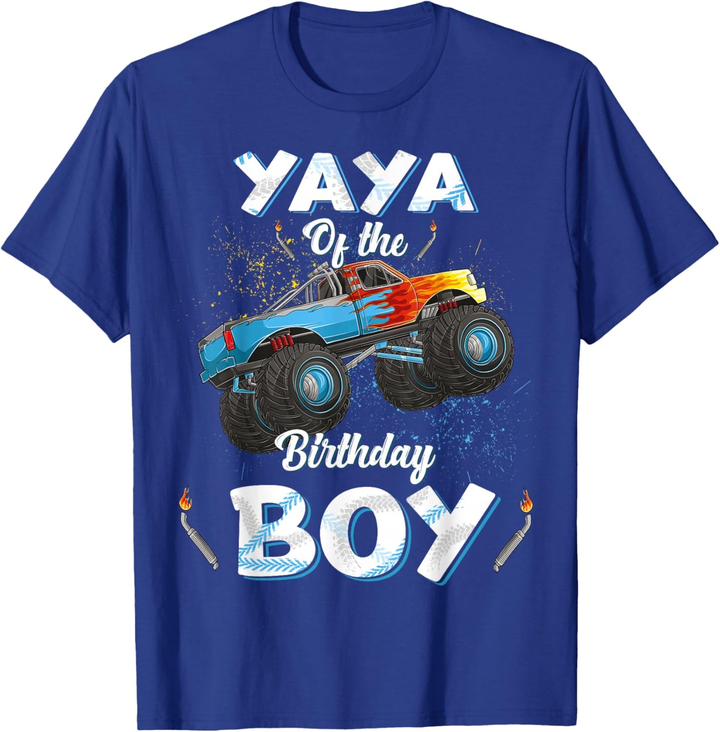 Yaya Of The Birthday Boy Monster Truck Bday Women Grandma T-Shirt - T-Shirt | Royal
