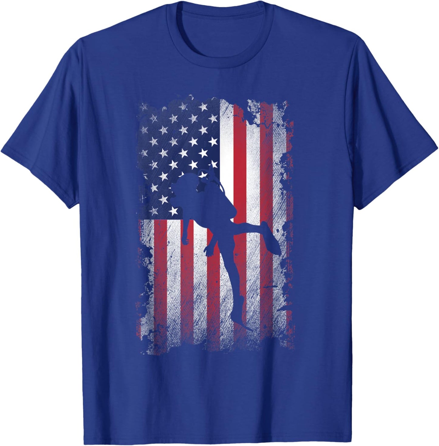 Distressed American Flag Scuba Diving USA Patriotic Gift Women Kids Men T-Shirt - T-Shirt | Royal