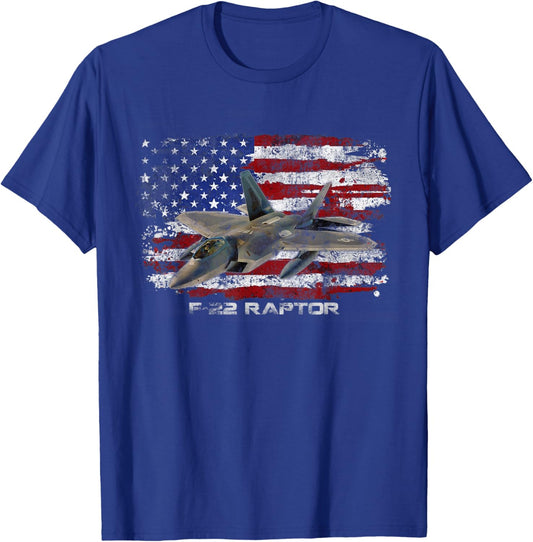 F-22 Raptor Fighter Jet Military Pilot Veteran Patriotic Women Men T-Shirt - T-Shirt | Royal