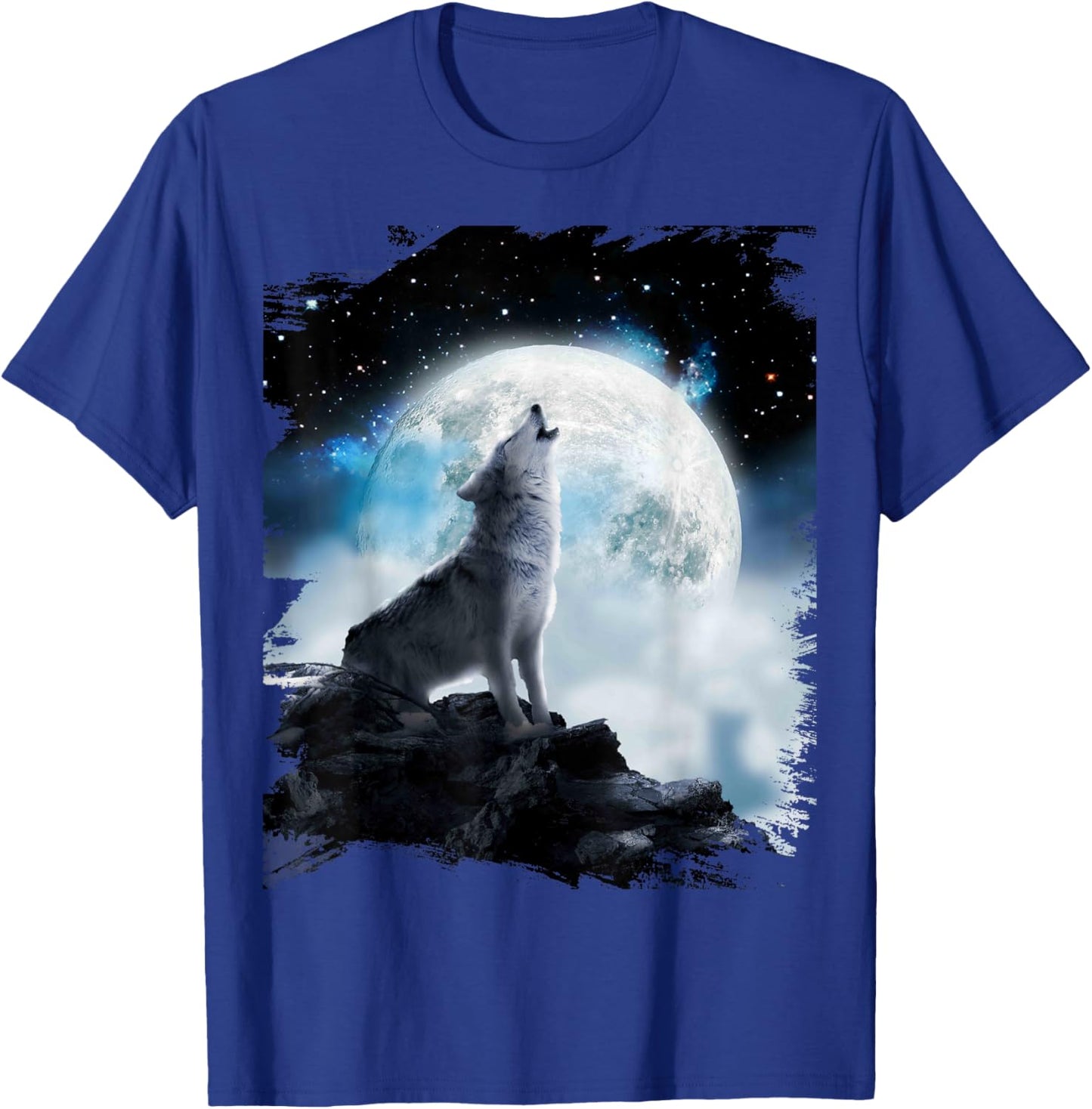 Cosmic Space Wolf Wolves Howling At Moon T-Shirt - T-Shirt | Royal