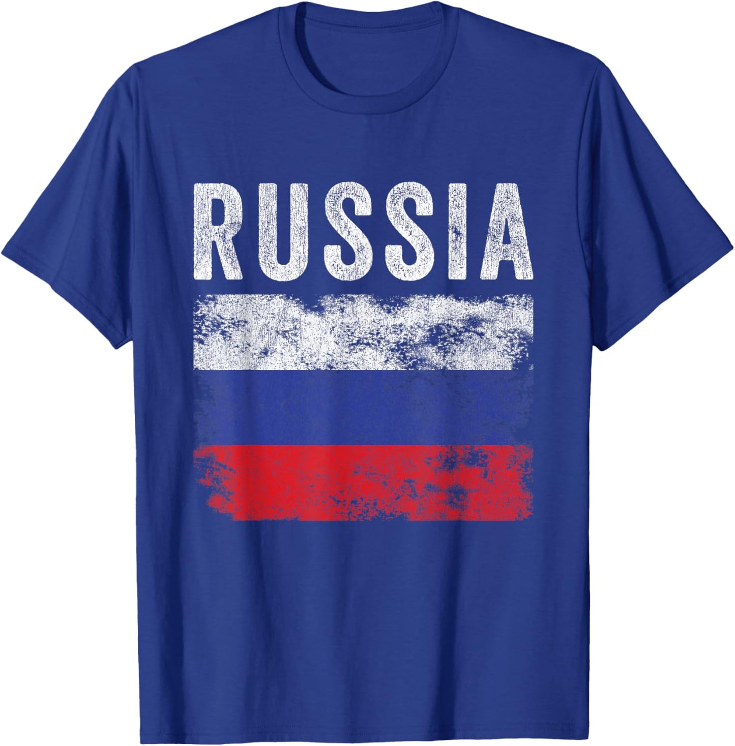 Russia Flag Distressed - Men Women Kids - Russian Flag T-Shirt - T-Shirt | Royal