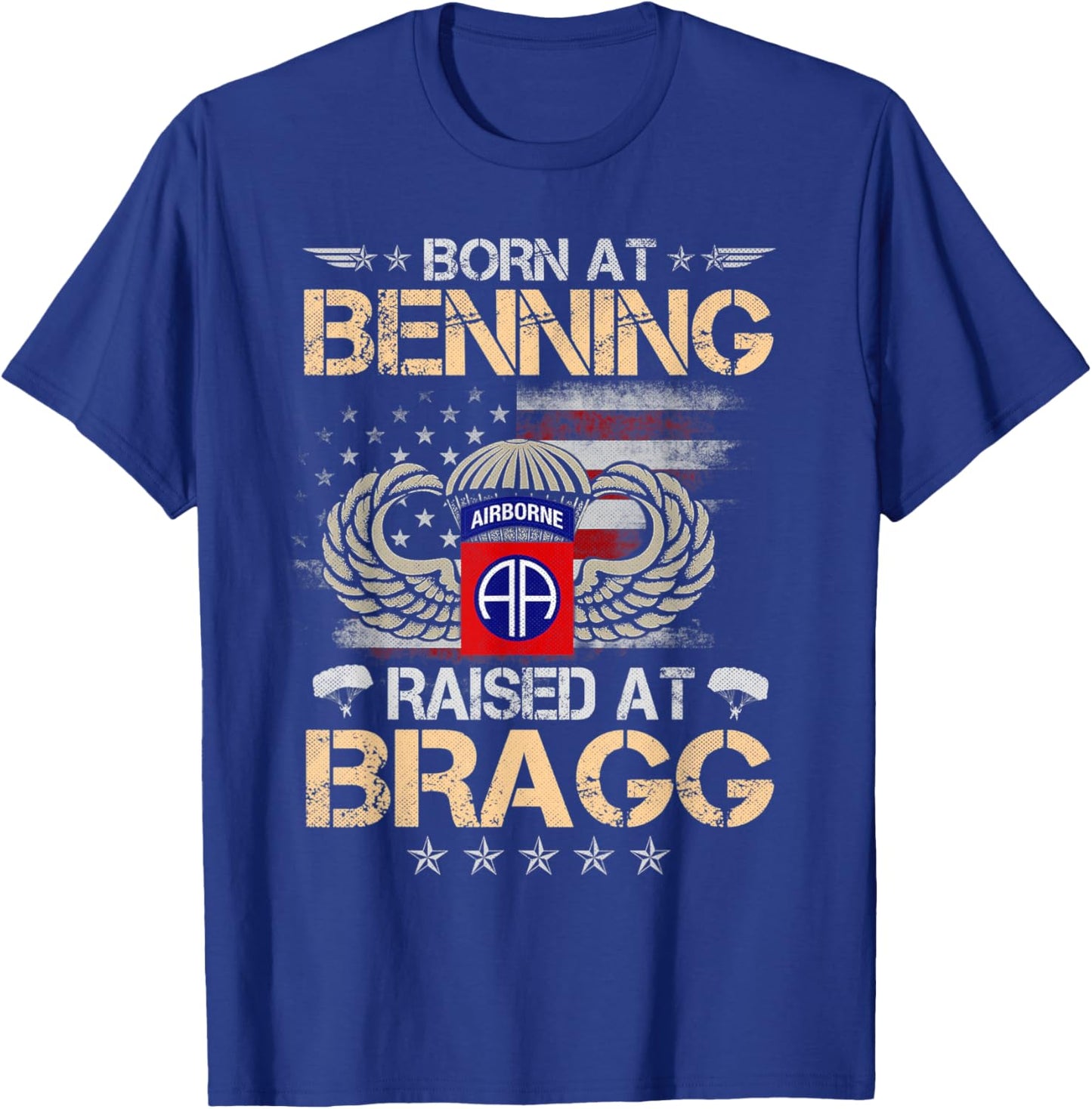82nd Airborne Veteran Born At Ft Benning Raised Fort Bragg T-Shirt - T-Shirt | Royal