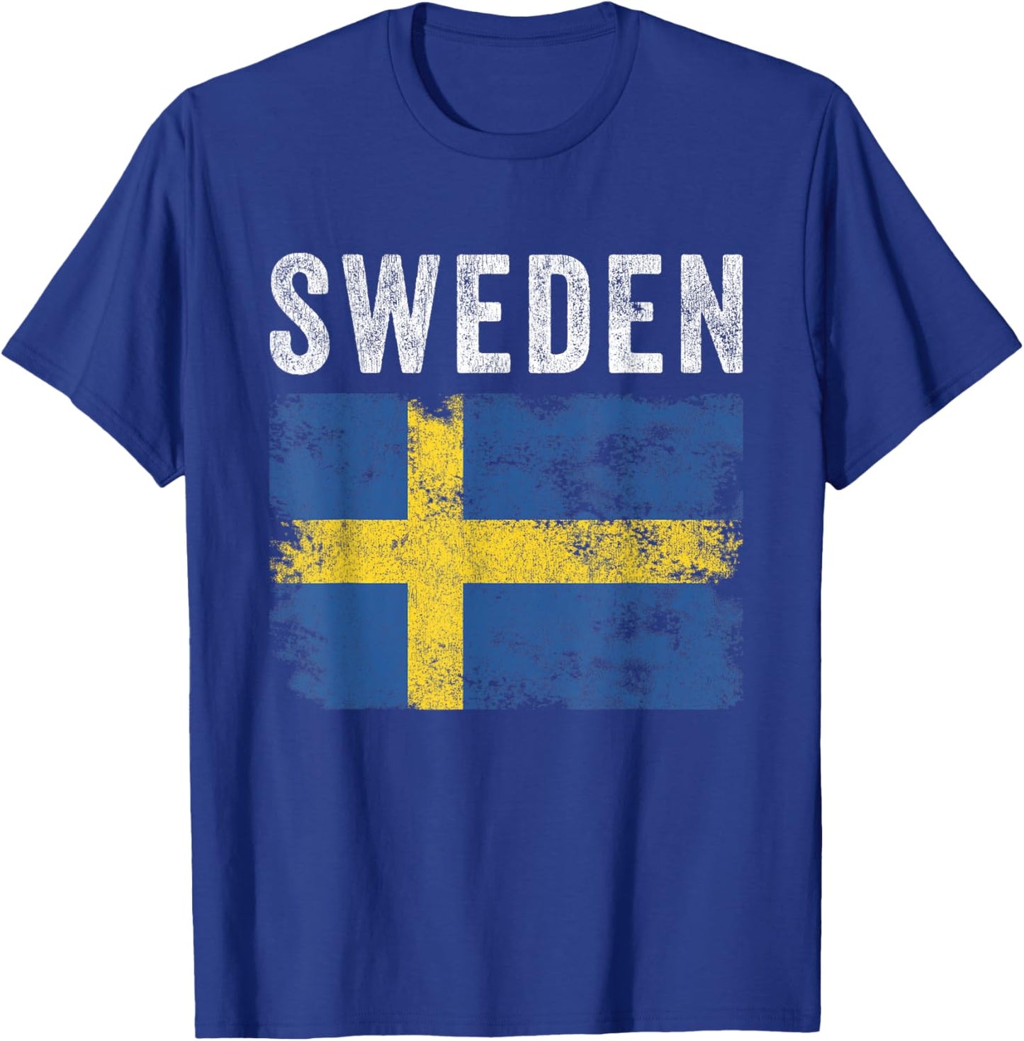 Sweden Flag Distressed - Men Women Kids - Swedish Flag T-Shirt - T-Shirt | Royal