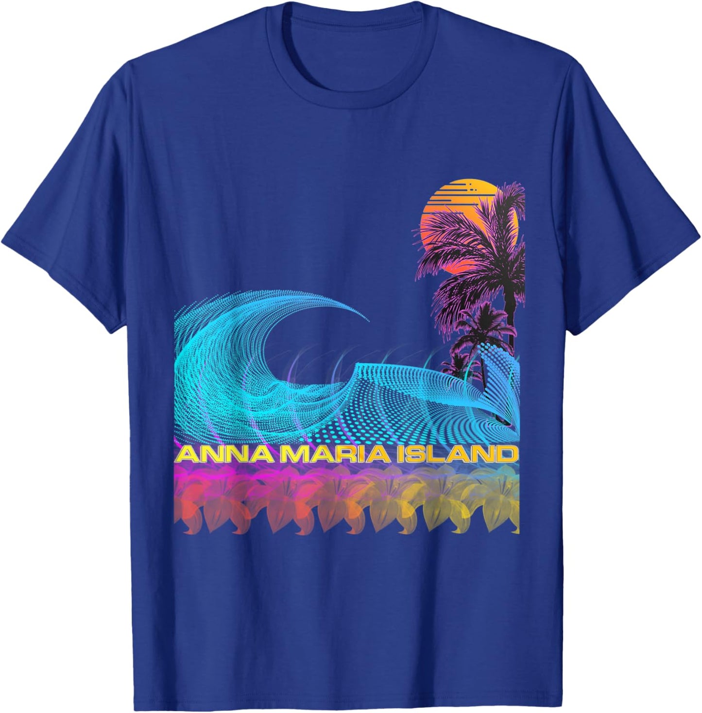 Anna Maria Island - Retro 80s Style Vintage Vaporwave Surf T-Shirt - T-Shirt | Royal