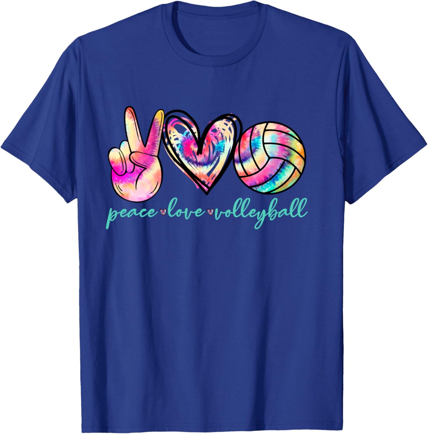Peace Love Volleyball Player Tie Dye Style Women Teen Girls T-Shirt - T-Shirt | Royal