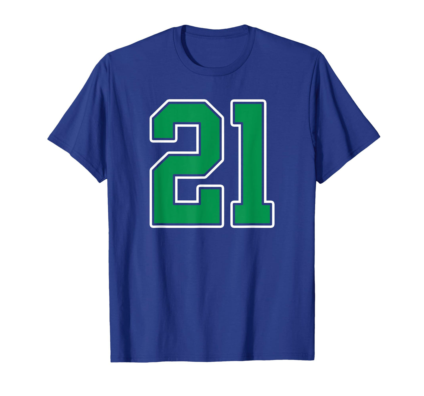 Kelly Green White Number 21 Jersey Player Uniform #21 T-Shirt