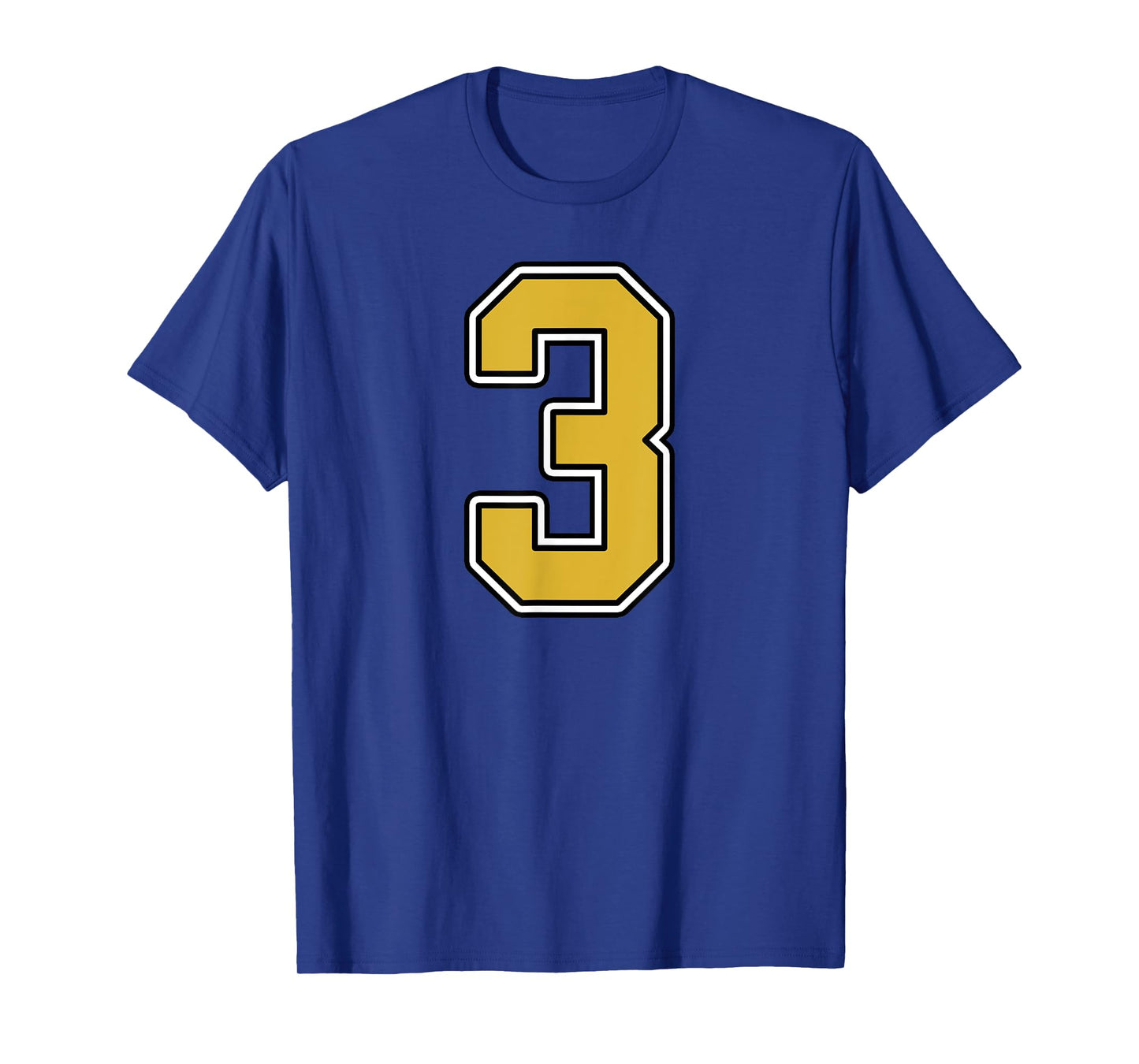 Old Gold Black White Sports Number 3 Jersey Uniform Player T-Shirt