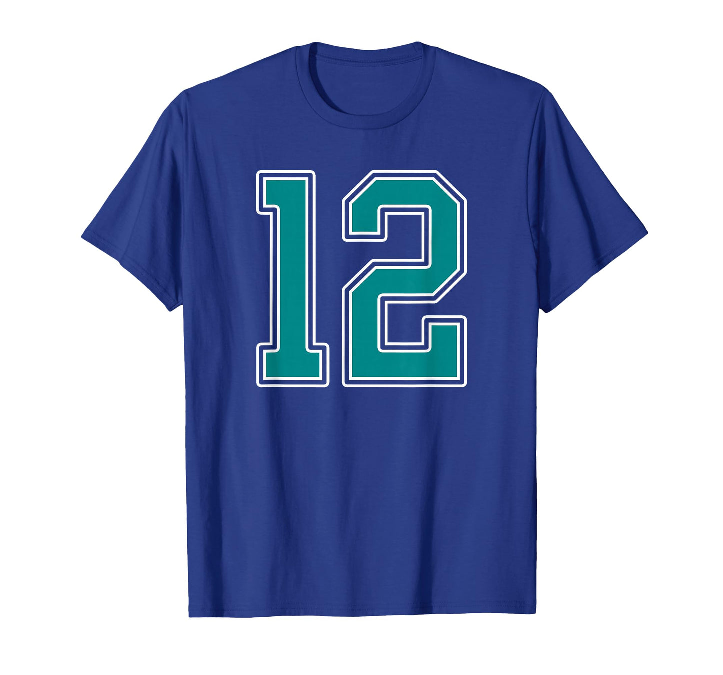 Teal and White Number 12 Jersey Player Uniform #12 Fan T-Shirt