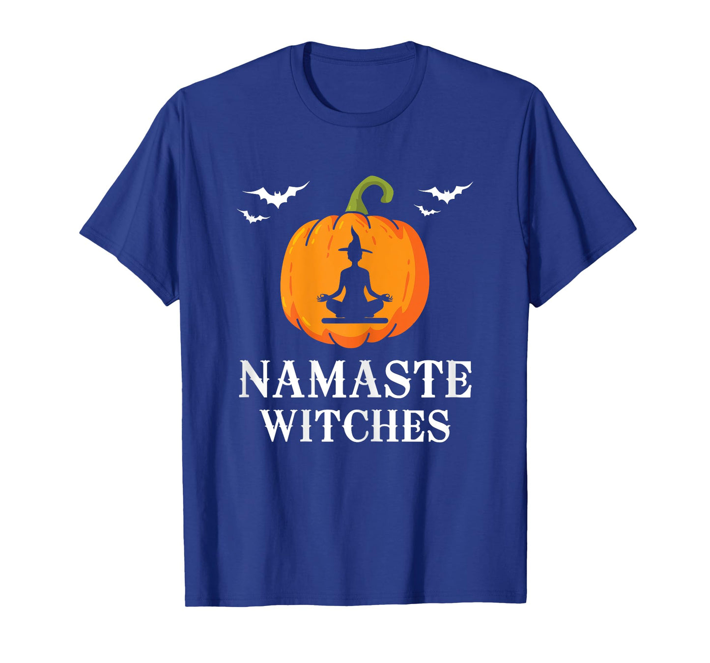 Womens Namaste Witches Pumpkin Yoga meditation Halloween Women Fun T-Shirt