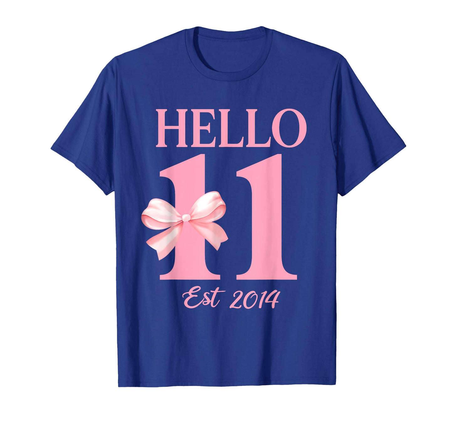 Hello Eleven Est 2014 11th Birthday Girl Coquette Bow Kids T-Shirt
