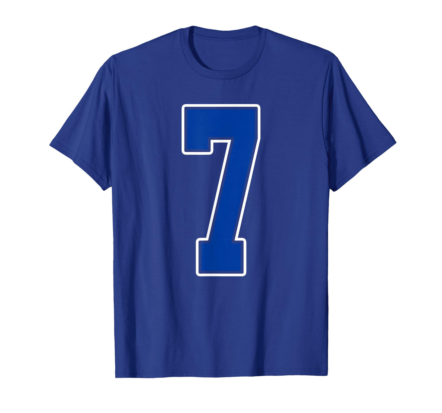 Royal Blue and White Number 7 Jersey Player Uniform #7 Fan T-Shirt