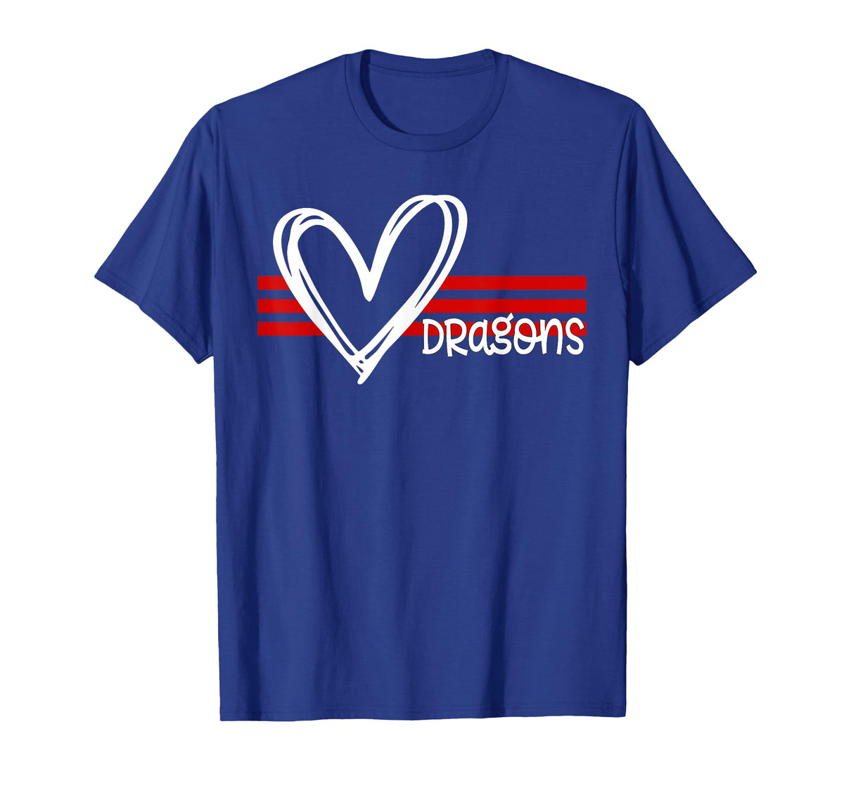 Dragons Pride Team School Spirit Sports Red Heart T-Shirt