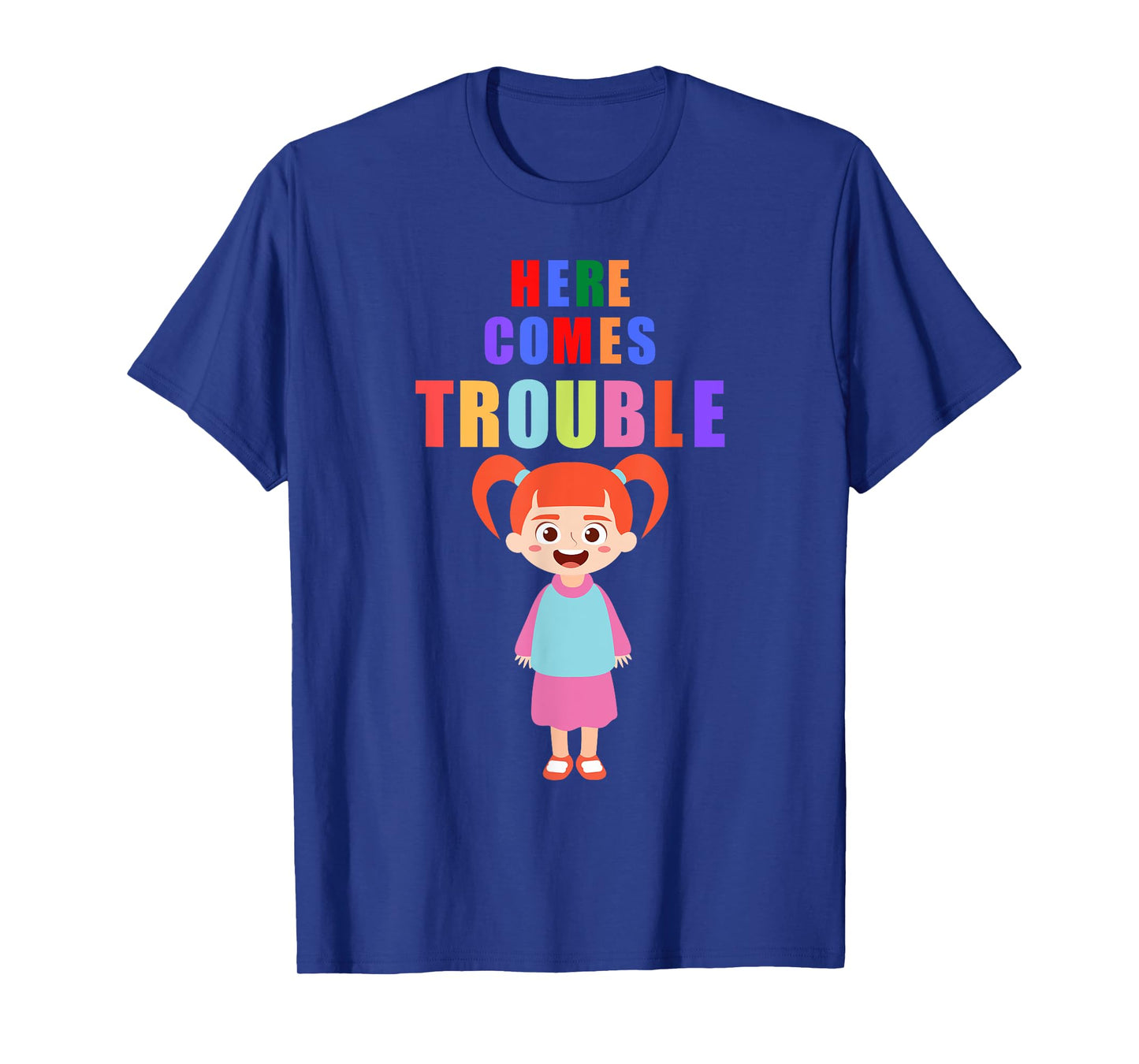 Here comes trouble funny redhair girl kids gift T-Shirt