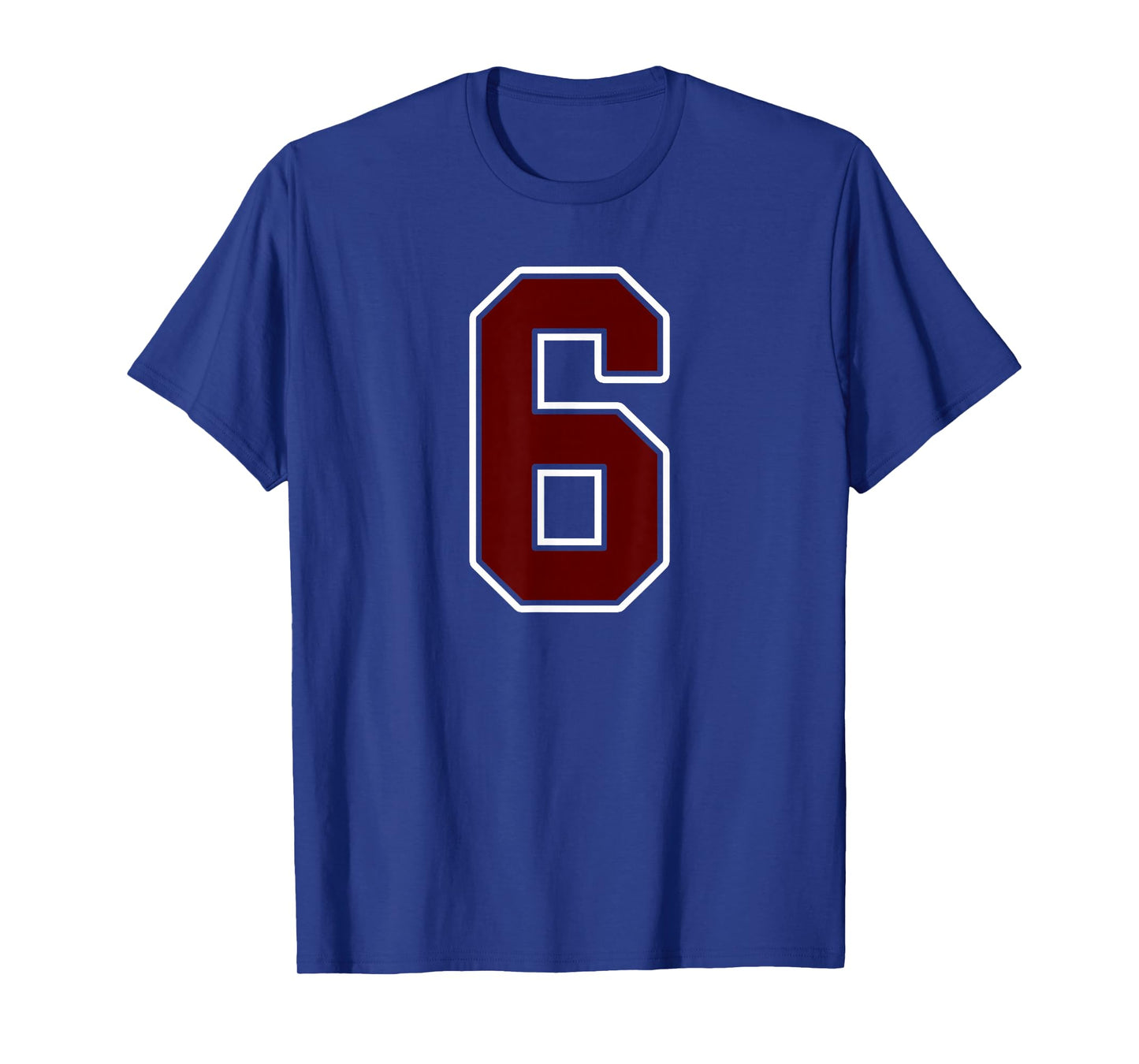 Maroon and White Number 6 Jersey Player Uniform #6 Fan T-Shirt