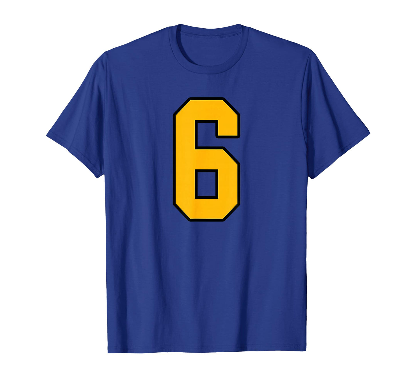 Gold and Black Sports Number 6 Jersey Uniform Player T-Shirt