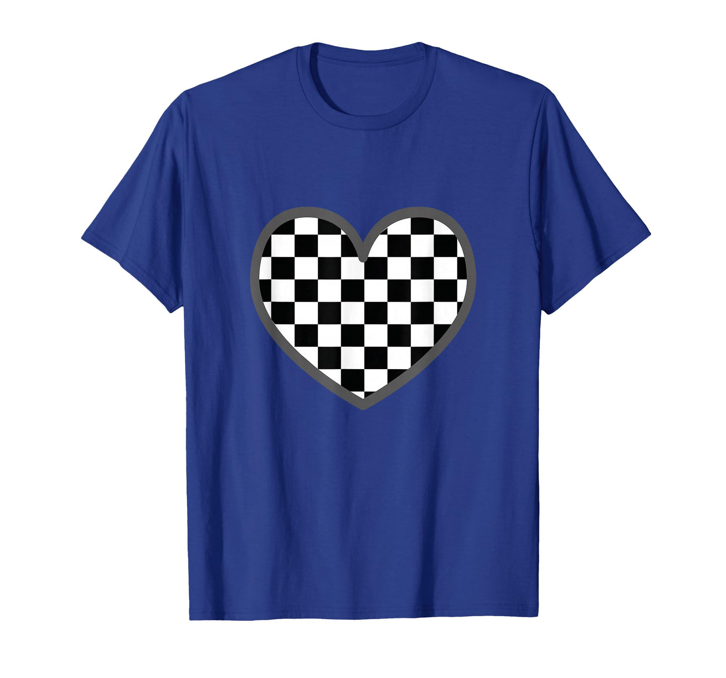 Checkered love heart black white | Cute Chess Game Women Men T-Shirt