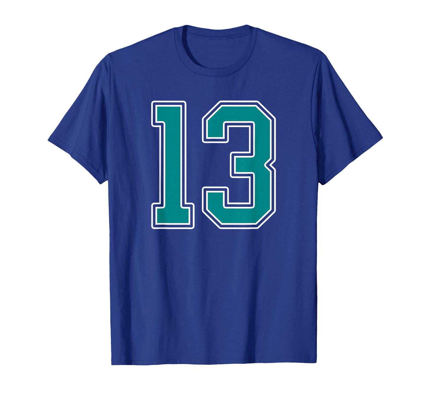 Teal and White Number 13 Jersey Player Uniform #13 Fan T-Shirt
