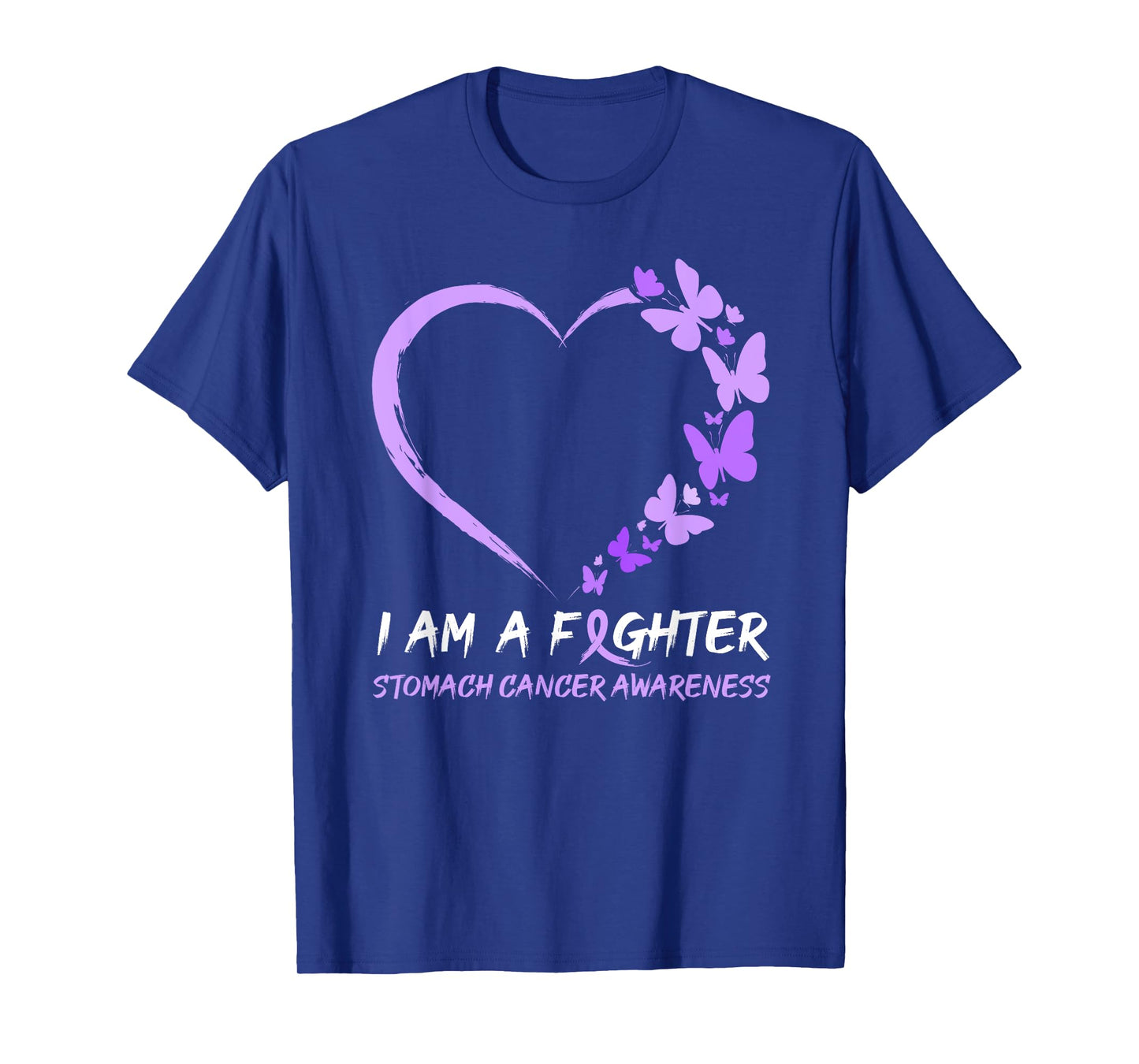 Butterfly Heart I Am A Fighter Stomach Cancer Awareness T-Shirt