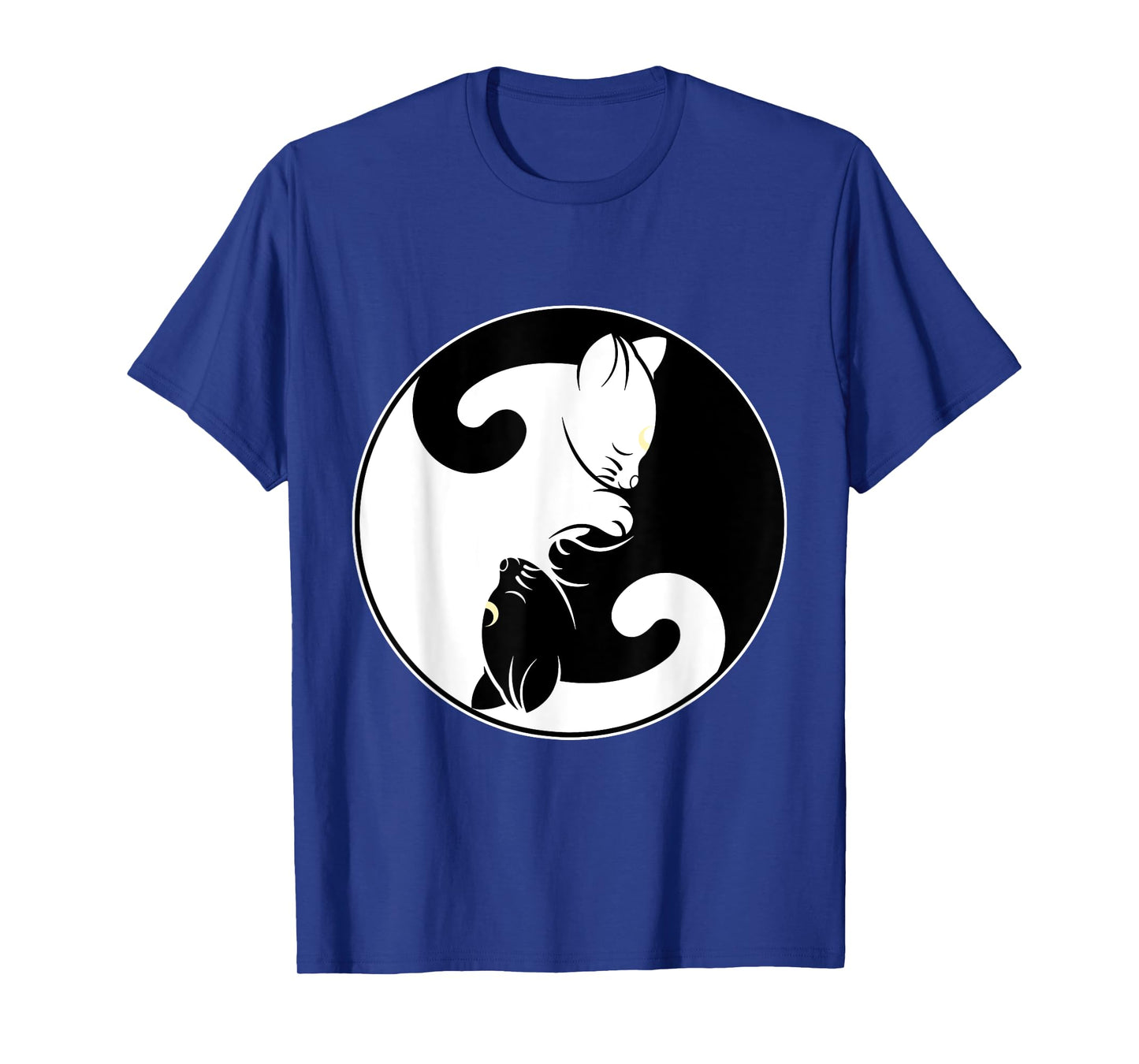 Kawaii Yin Yang Black Cat and Moon Crescent Head Cartoon Cat Kawaii Yin Yang Cat Moon Crescent T-Shirt
