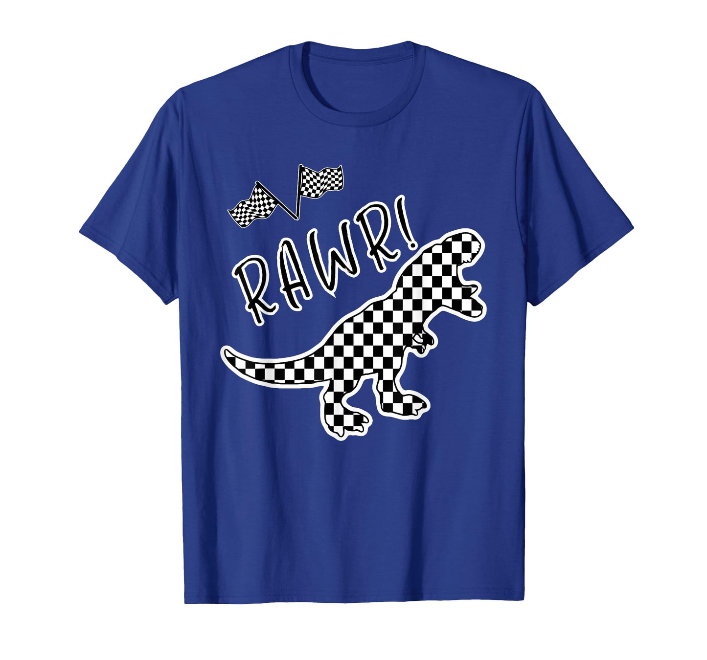 Checkered T-rex Dinosaur Race Car Gamer Boys Girls Toddler T-Shirt