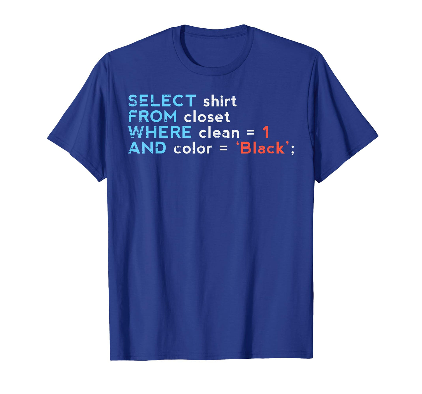 SQL Select Shirt From Closet Coder Database Admin Men Women T-Shirt