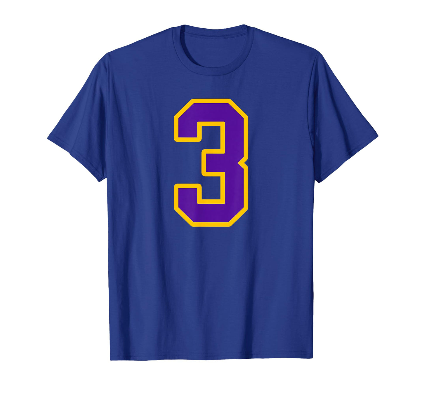 Purple and Gold Number 3 Jersey Player Uniform #3 Fan T-Shirt