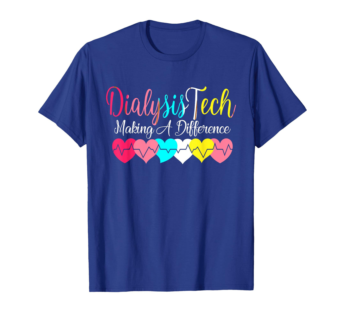 Dialysis Technician Heart Nephrology - Kidney Heartbeat Awareness T-Shirt - Women's Unisex Adult Size Small Black Short Sleeve Modern Crew Neck Classic Fit Pull On T-Shirt