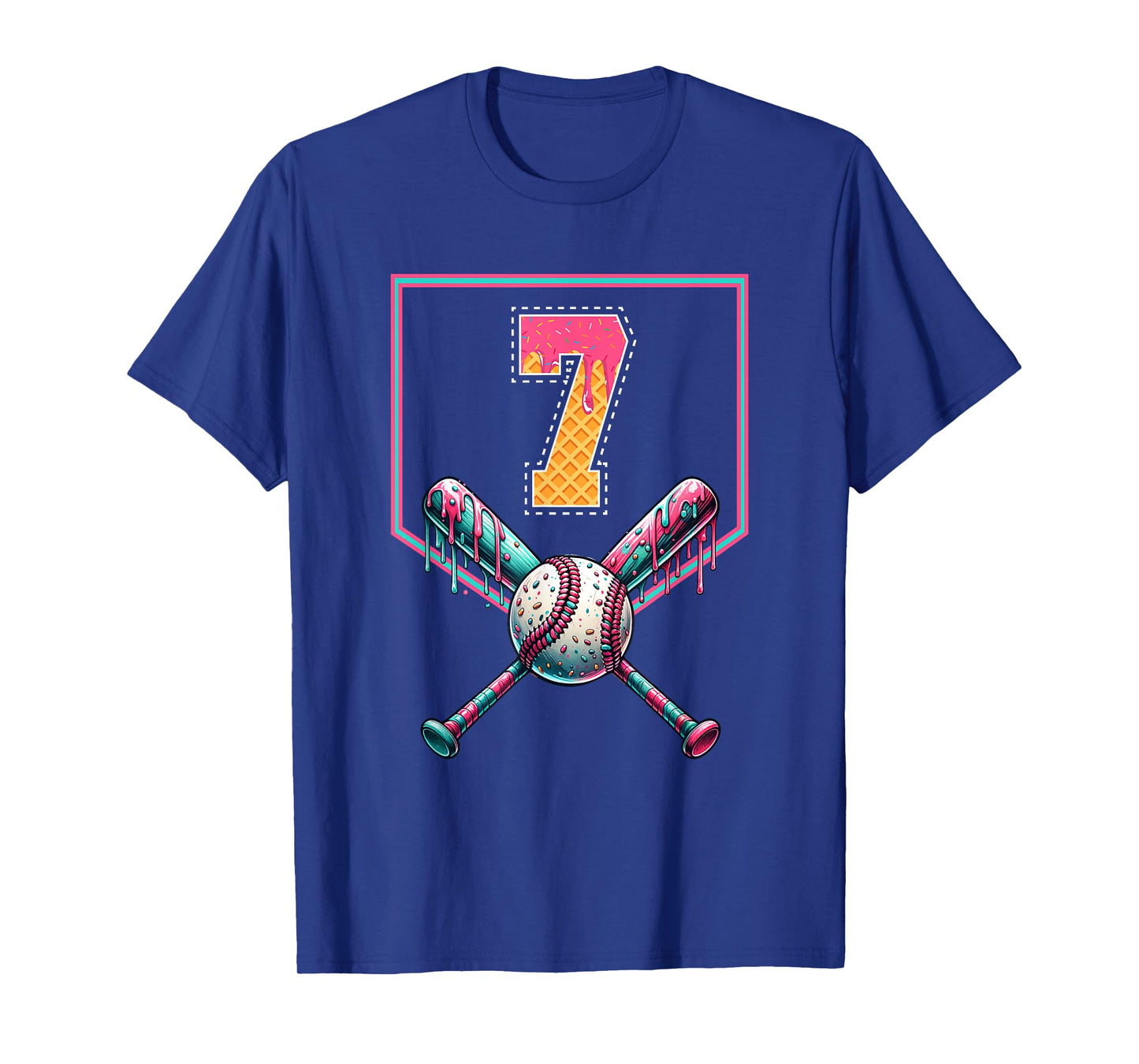 Baseball Drip Number 7 Player Or 7th Birthday Drip Style T-Shirt