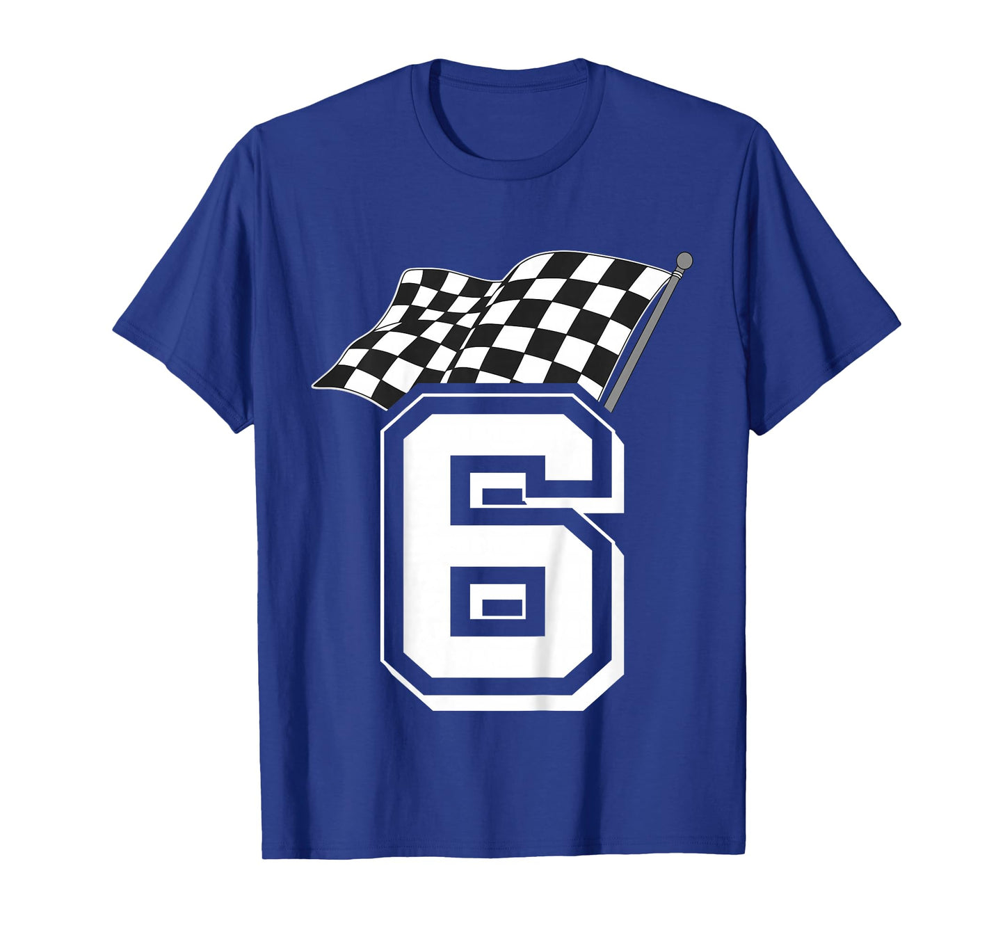 Kids Birthday Boy 6 Racing Flag 6th Birthday Race Car T-Shirt