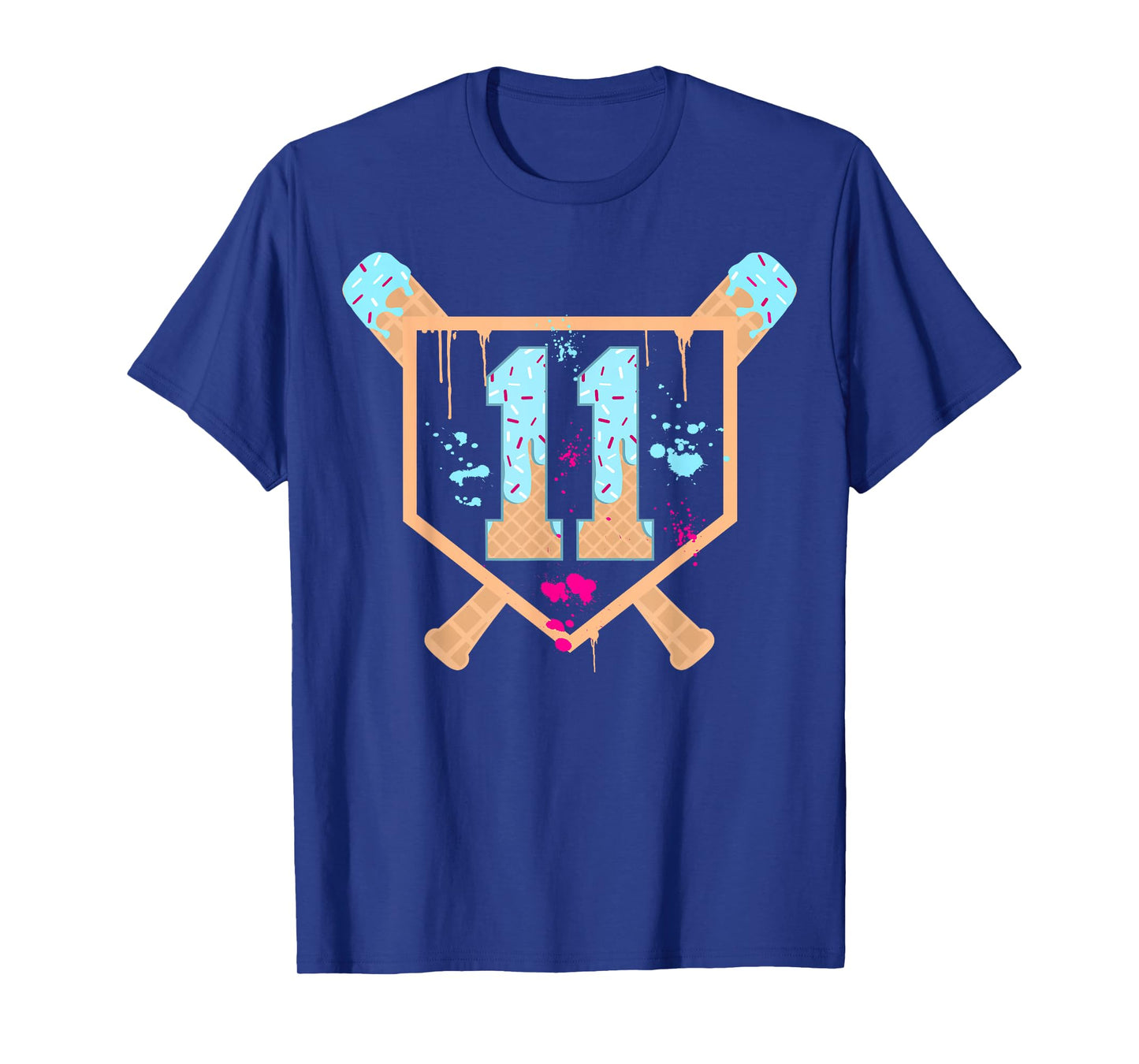 Baseball 11 Year Old Ice Cream Drip 11th Birthday Boy 11 T-Shirt