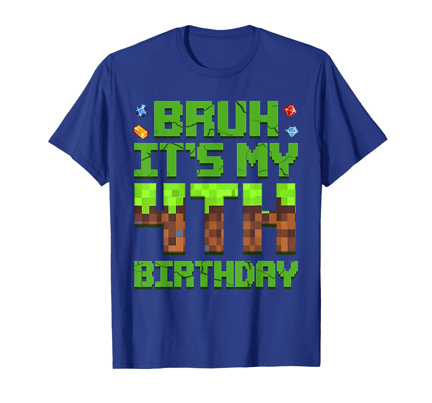 Boy Kids Bruh It's My 4th Birthday Birthday Boy Game Pixel T-Shirt