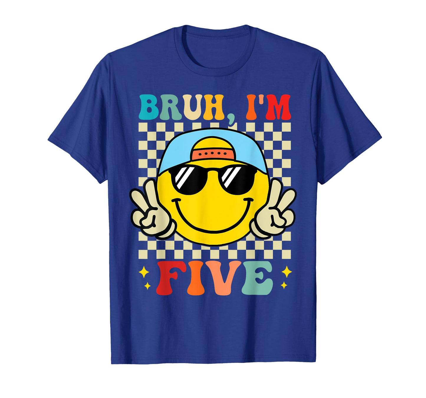 Bruh I'm Five 5 5th Birthday Groovy Boys Girls 5 Years Old T-Shirt